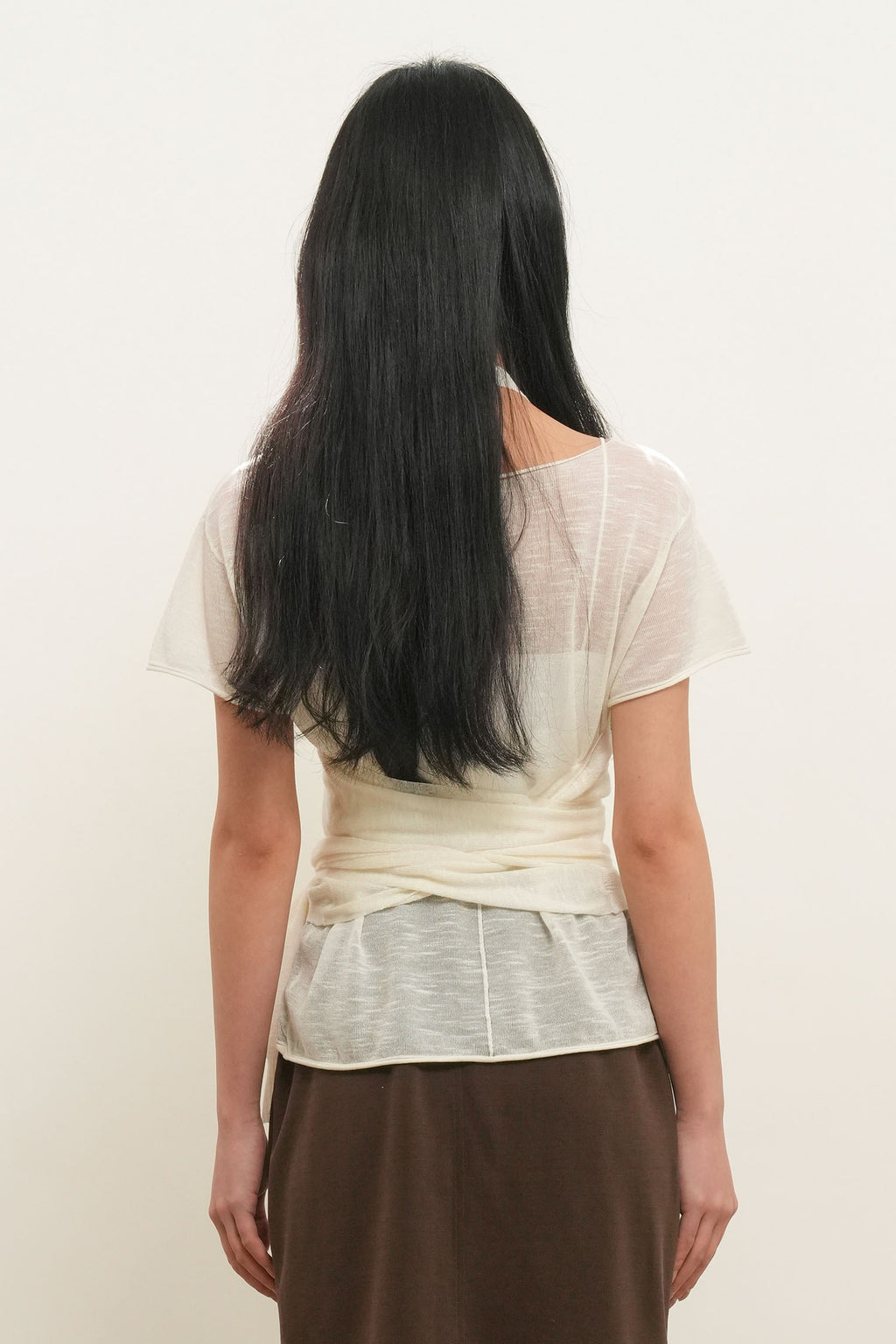 [General Idea] See-Through Halter Neck Layered Knit Set / Ivory