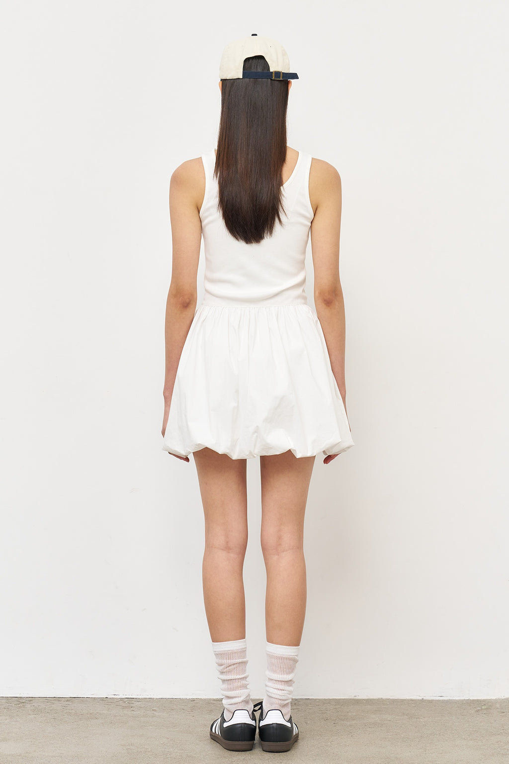 [General Idea] Jersey Top Balloon Mini Dress / White