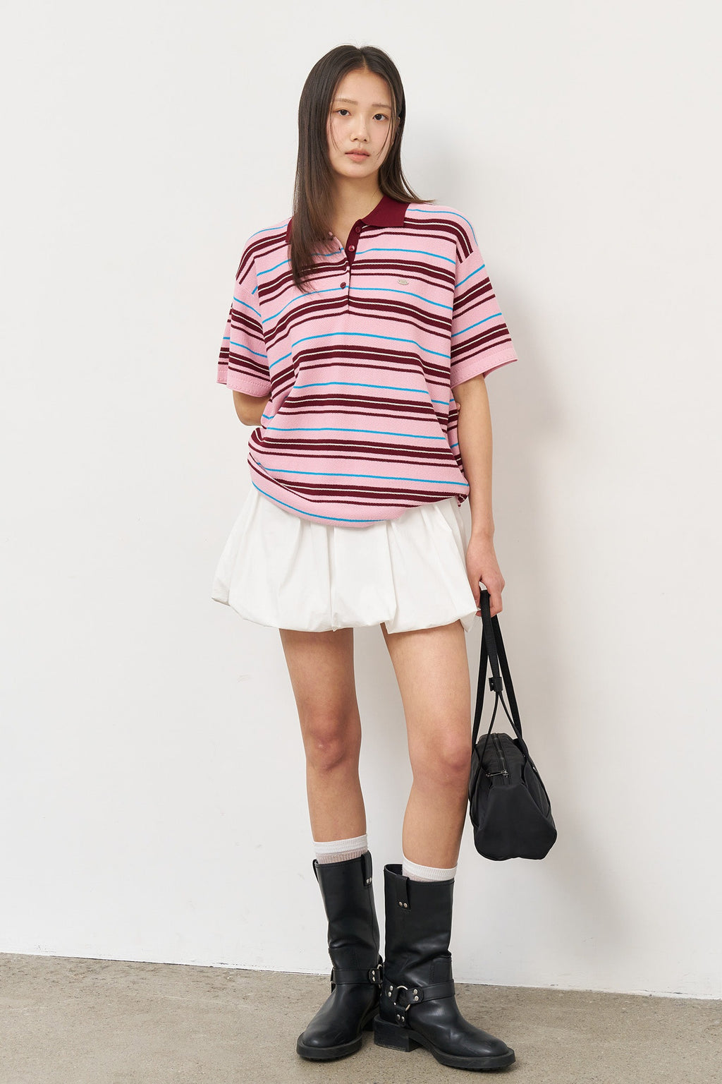 [General Idea] Jersey Top Balloon Mini Dress / White
