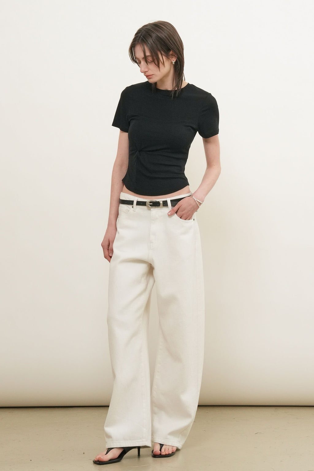 [General Idea] Acetate Twist Short-Sleeve T-Shirt / Black