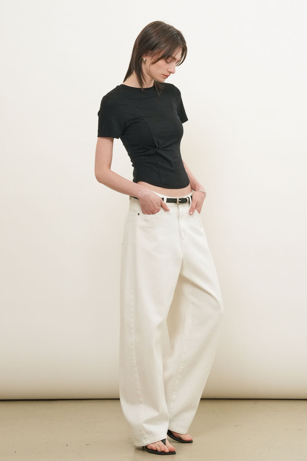 [General Idea] Acetate Twist Short-Sleeve T-Shirt / Black