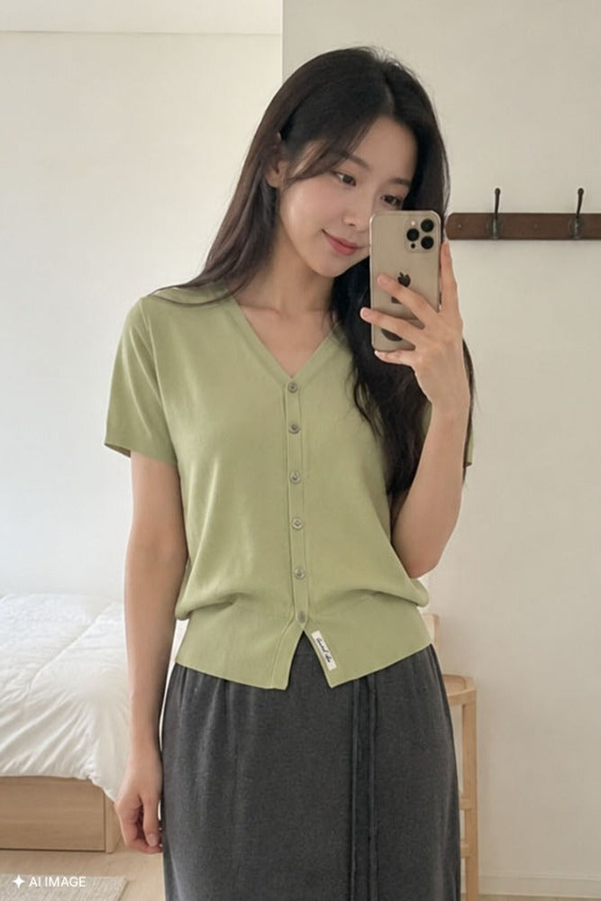 [General Idea] Cool Essential Half Cardigan / Sage Mint