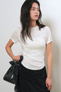 [General Idea] Acetate Twist Short-Sleeve T-Shirt / White