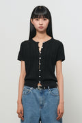[General Idea] Punching Scallop Half Cardigan / Black