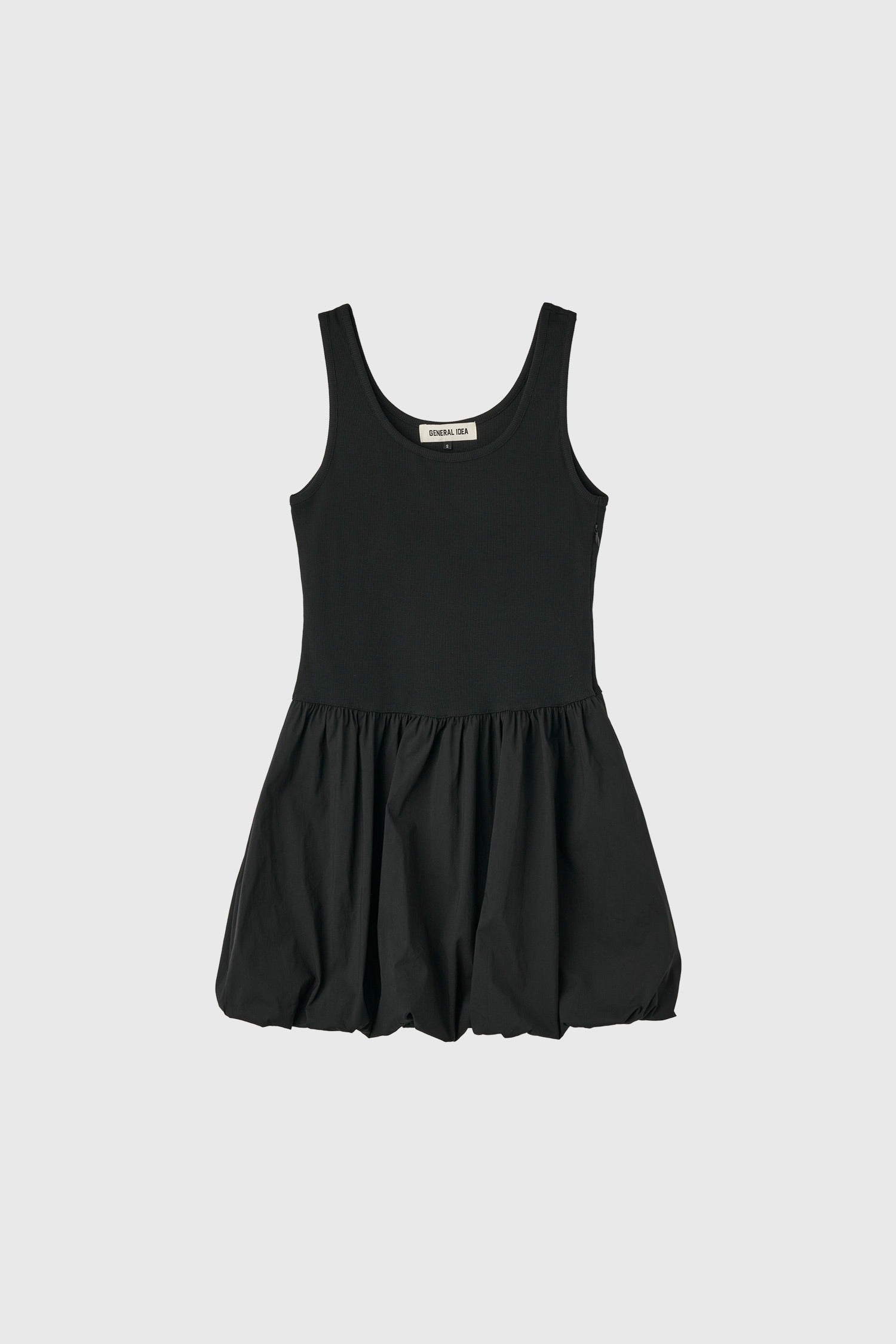 [General Idea] Jersey Top Balloon Mini Dress / Black