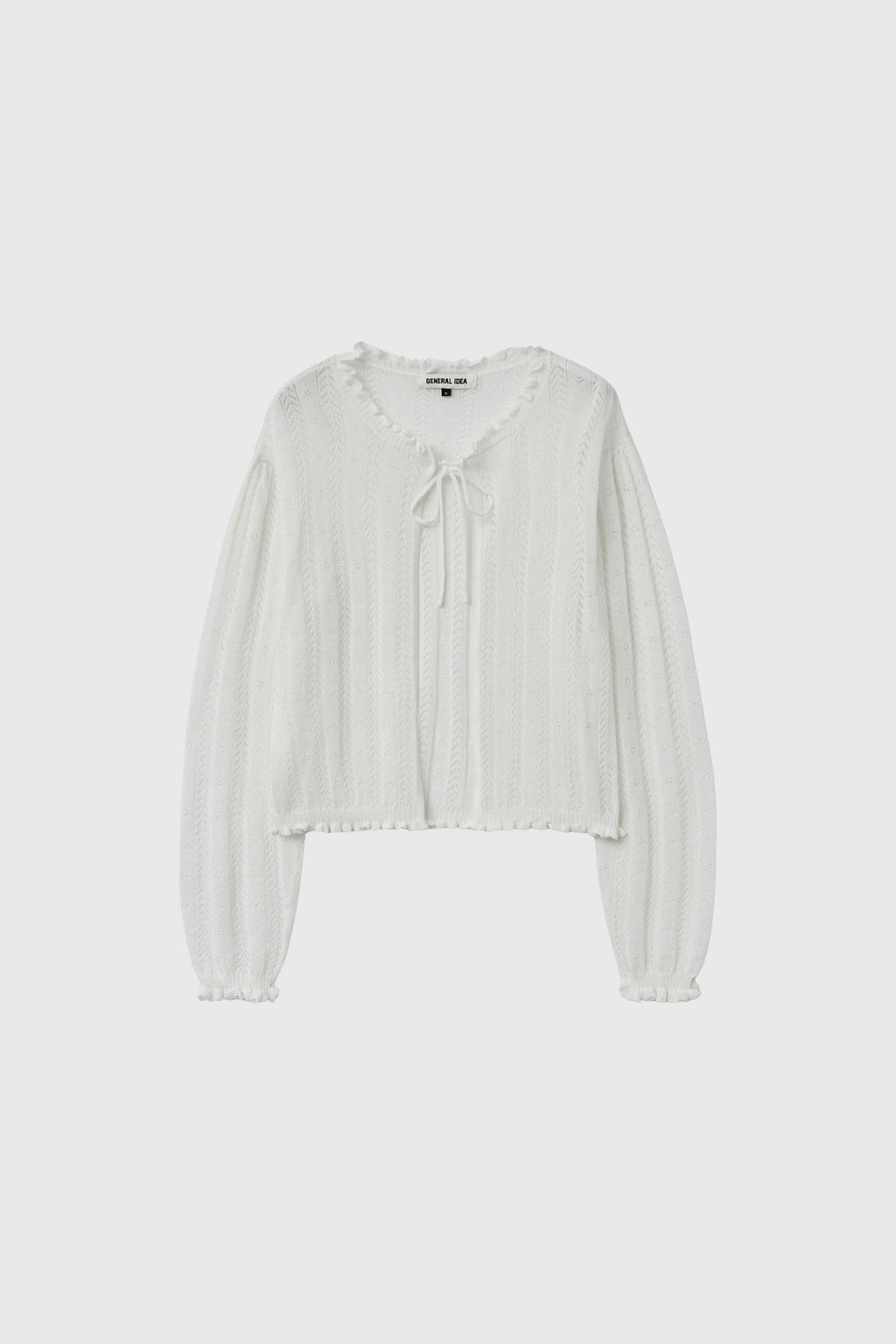 [General Idea] Punching Ruffle Sleeveless Cardigan Set / White