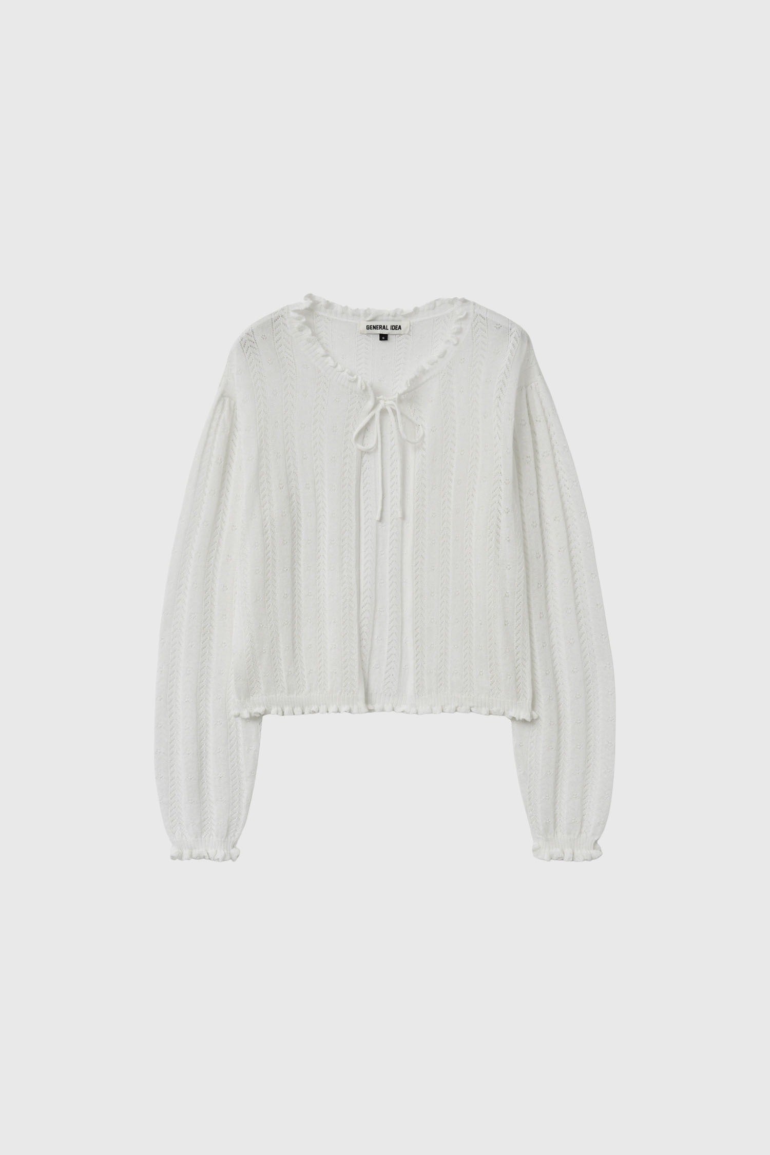 [General Idea] Punching Ruffle Sleeveless Cardigan Set / White