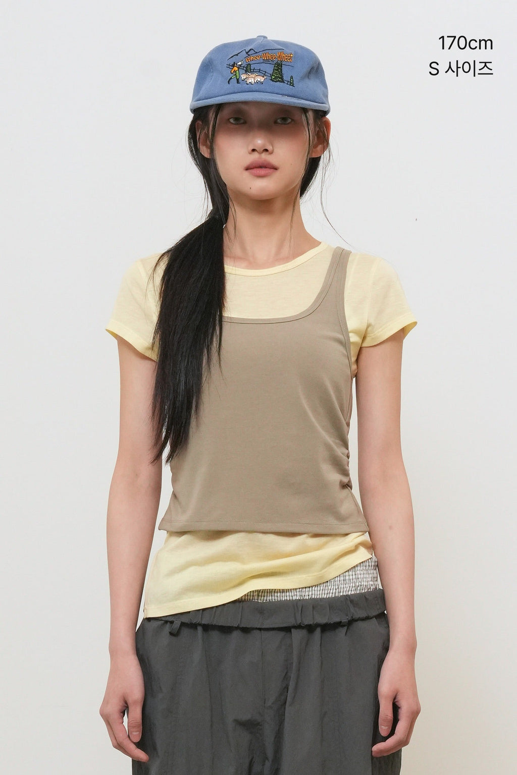 General Idea Two Way Color Layered T-Shirt Beige