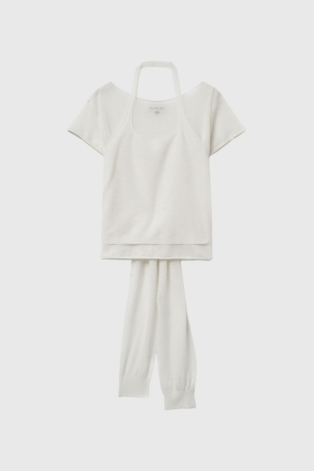 [General Idea] See-Through Halter Neck Layered Knit Set / Ivory
