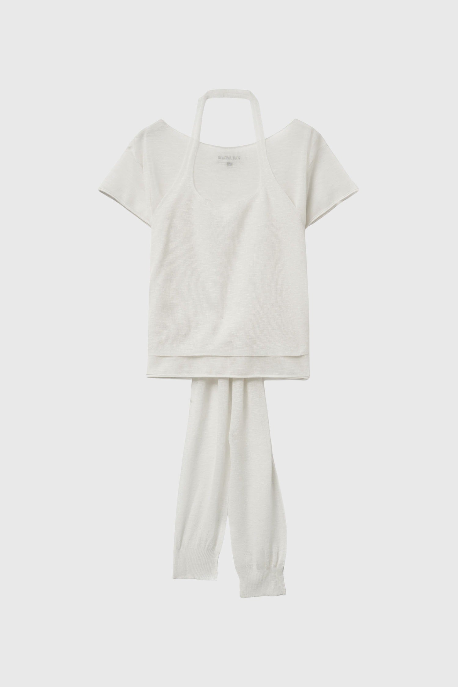 [General Idea] See-Through Halter Neck Layered Knit Set / Ivory