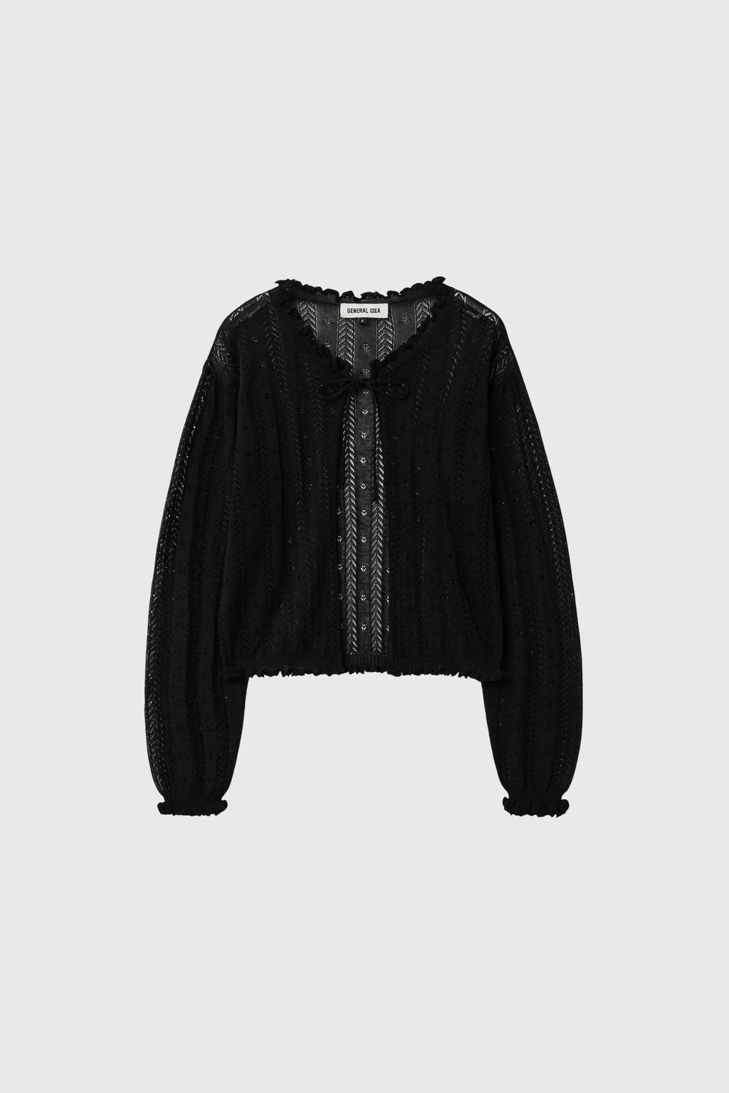 [General Idea] Punching Ruffle Sleeveless Cardigan Set / Black