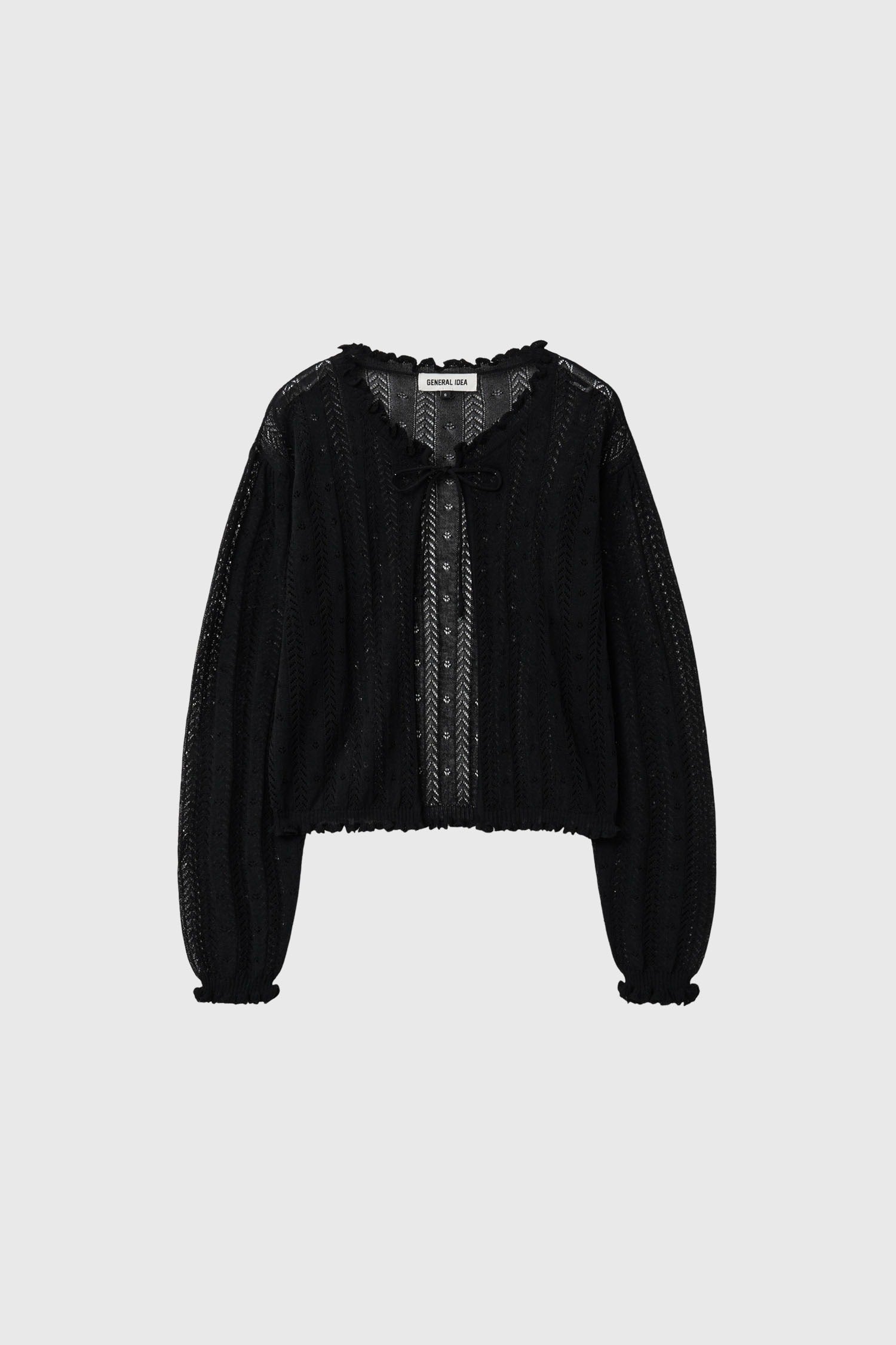[General Idea] Punching Ruffle Sleeveless Cardigan Set / Black