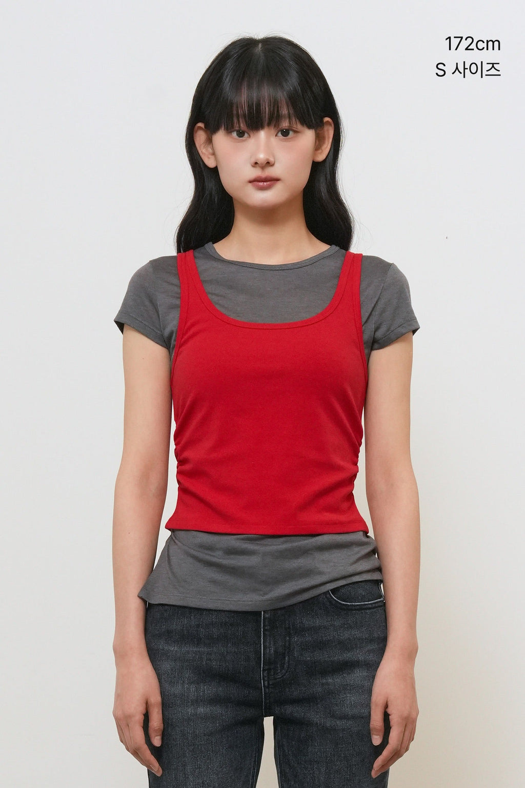 General Idea Two Way Color Layered T-Shirt Red detail 1