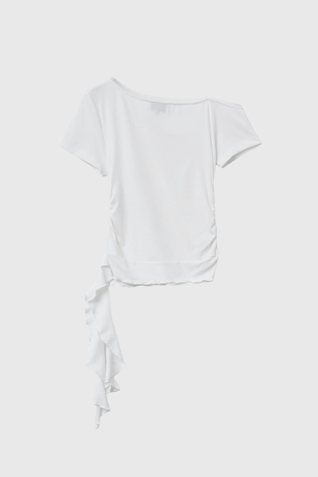 [General Idea] Mesh Trimming One Shoulder T-Shirt / White