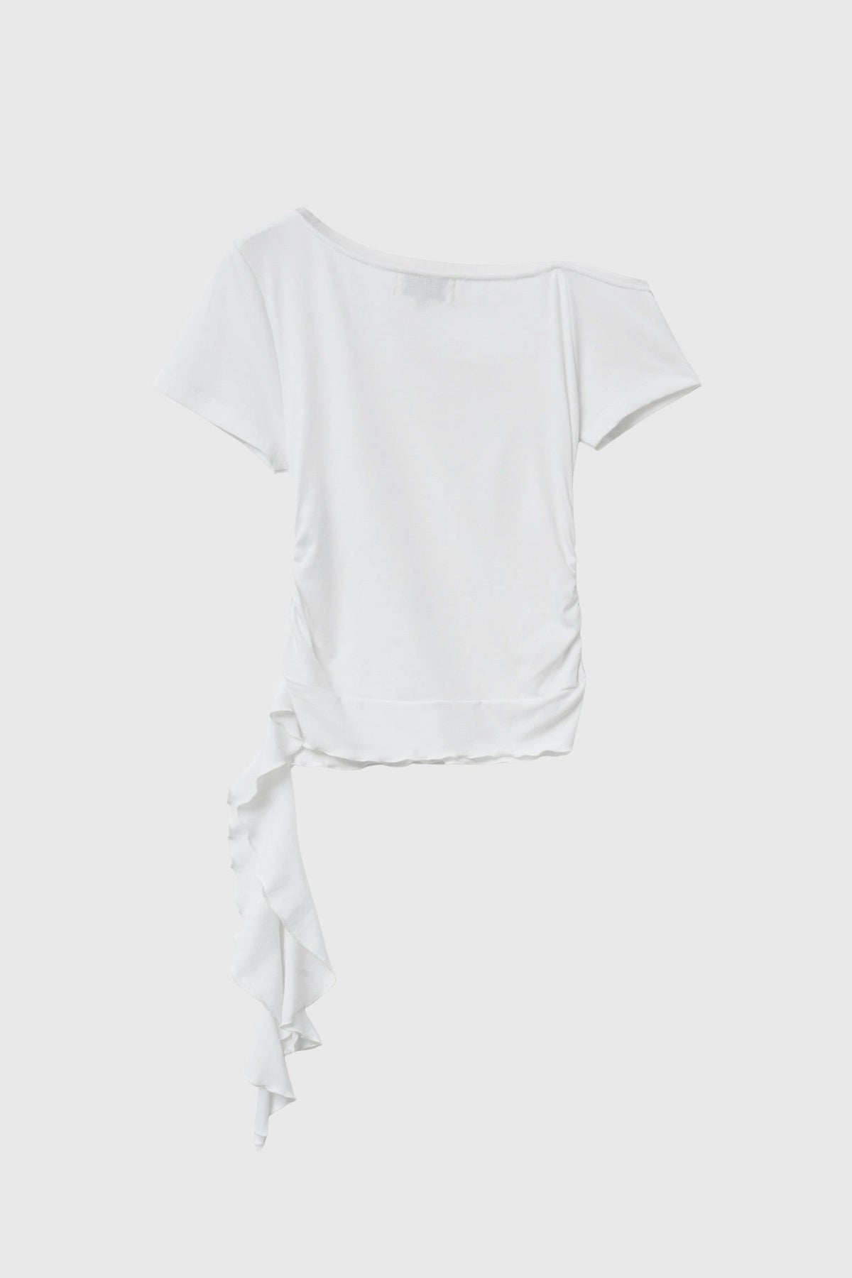 General Idea Mesh Trimming One Shoulder T-Shirt White detail 2