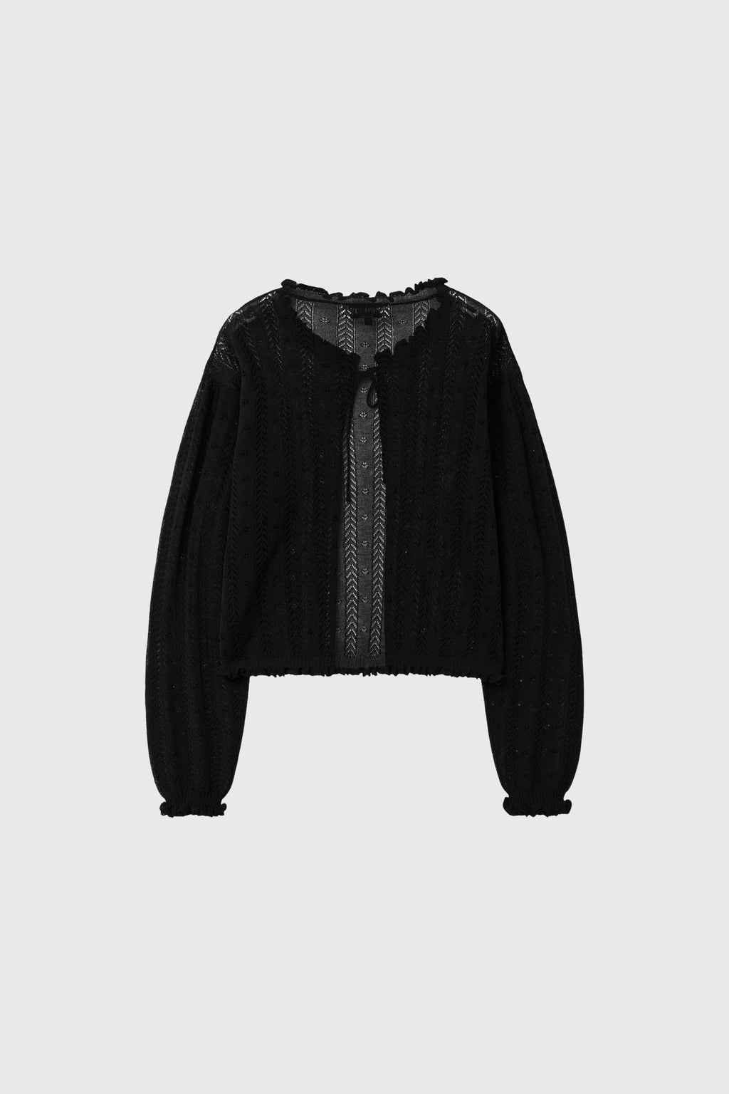 [General Idea] Punching Ruffle Sleeveless Cardigan Set / Black