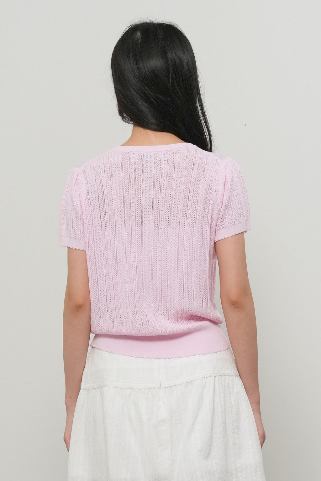 [General Idea] Punching Scallop Half Cardigan / Pink